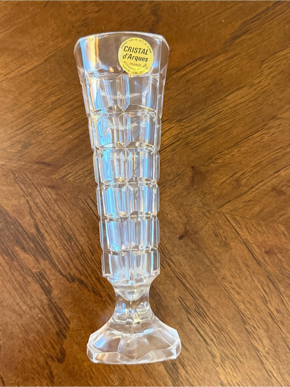 Cristal d'Arques Tall Clear Crystal Vase 7in NWT